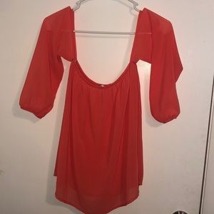 Cute off the shoulder sheer coral Top!